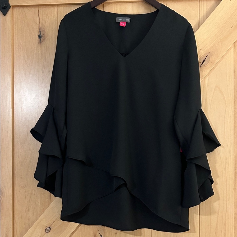 Vince Camuto,  Black Ruffled Blouse- NWT